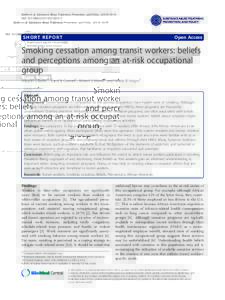 Smoking cessation among transit workers: beliefs and perceptions among an at-risk occupational group