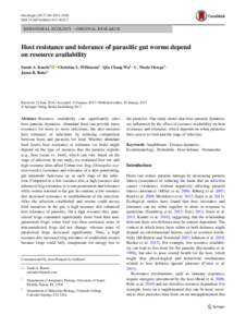Host resistance and tolerance of parasitic gut worms depend on resource availability