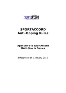 SportAccord MSG - Anti-Doping RulesWADA approved
