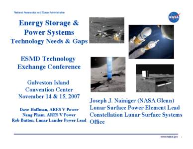 National Aeronautics and Space Administration  Energy Storage & Power Systems Technology Needs & Gaps ESMD Technology