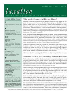 taxation  octobervol. 7 no. 4 South Dakota Department of Revenue & Regulation