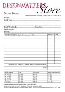 Store  Order Form Please complete the form clearly in BLOCK CAPTIALS!