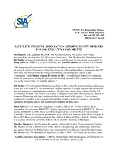 Microsoft Word - Press Release14-SIA 2014 OFFICERS EXECUTIVE COMMITTEE FINAL