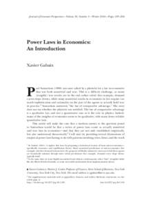 Journal of Economic Perspectives—Volume 30, Number 1—Winter 2016—Pages 185–206  Power Laws in Economics: An Introduction Xavier Gabaix