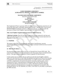 OMB 0596-TBD FS-1500-TBD USDA, Forest Service  FS Agreement No.