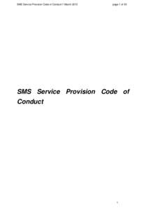 SMS Service Provision Code of Conduct 1 Marchpage 1 of 30 SMS Service Provision Code of Conduct