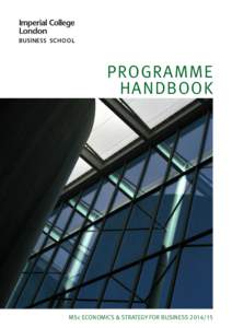 PROGRAMME HANDBOOK MSc ECONOMICS & STRATEGY FOR BUSINESS  MSc Economics and Strategy for Business