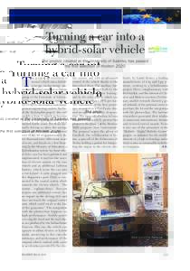 Turning a car into a hybrid-solar vehicle The project, created at the University of Salerno, has passed the first selection of HorizonPLATINUM July 2015