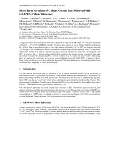 29th International Cosmic Ray Conference Pune, 359–362  Short Term Variations of Galactic Cosmic Rays Observed with GRAPES-3 Muon Telescopes  