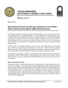 Texas Bankers Electronic Crimes Task Force Bulletin[removed]May 2013)