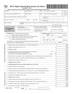 763 Page1 *VA0763114888*  2014 Virginia Nonresident Income Tax Return