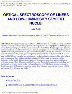Optical Spectroscopy of LINERs and Low-Luminosity Seyfert Nuclei