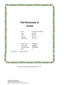 The Horoscope of Sample Printed On :  Date