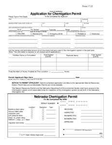 FormSTATE OF NEBRASKA Application for Chemigation Permit -To Be Completed By Applicant-
