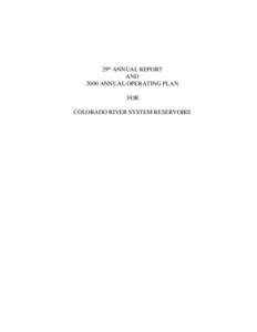 29th ANNUAL REPORT AND 2000 ANNUAL OPERATING PLAN FOR COLORADO RIVER SYSTEM RESERVOIRS