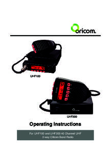 UHF100  UHF200 Operating Instructions For UHF100 and UHF200 40 Channel UHF
