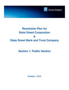 Resolution Plan for State Street Corporation & State Street Bank and Trust Company  Section 1: Public Section