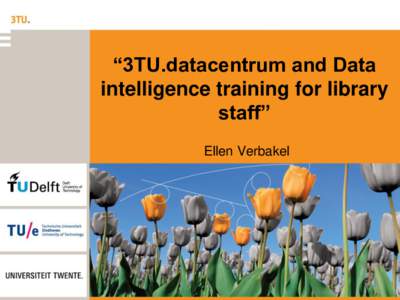“3TU.datacentrum and Data intelligence training for library staff” Ellen Verbakel  Contents