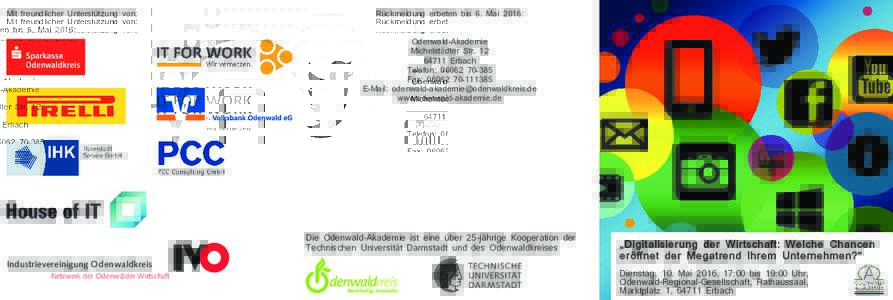 Mit freundlicher Unterstützung von:  Rückmeldung erbeten bis 6. Mai 2016: Odenwald-Akademie Michelstädter StrErbach