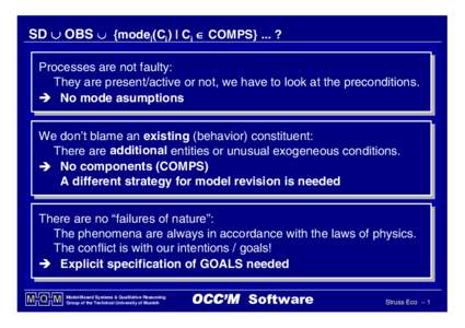 SD ∪ OBS ∪ {modei(Ci) | Ci ∈ COMPS} ... ? Processes Processesare arenot notfaulty: faulty: