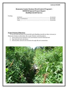 Contract # K1439  Skamania County Noxious Weed Control Program’s WSNWCB Special Project Report Buddleja davidii Survey Funding: