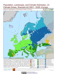 Population, Landscape, and Climate Estimates, v3: Climate Zones, Scenario A2, Europe National Aggregates of Geospatial Data Collection Projection: Europe Equidistant Conic