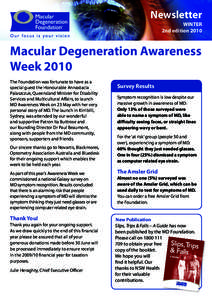 Newsletter WINTER 2nd edition 2010 Macular Degeneration Awareness Week 2010