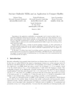 Succinct Malleable NIZKs and an Application to Compact Shuffles Melissa Chase Microsoft Research Redmond   Markulf Kohlweiss