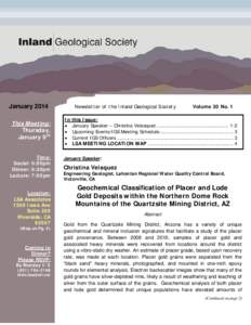 Newsletter of the Inland Geological Society  January 2014 This Meeting: Thursday, January 9th
