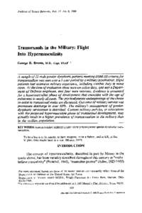 Archives of Sexual Behavior, Vol. 17, No. 6, 1988  Transsexuais in the Military: Flight Into Hypermasculinity George R. Brown,
