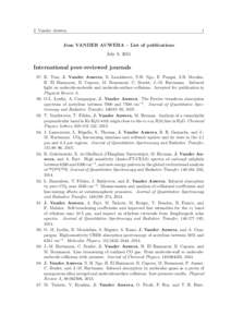 J. Vander Auwera  1 Jean VANDER AUWERA – List of publications July 8, 2015