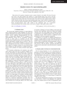 RAPID COMMUNICATIONS  PHYSICAL REVIEW A 72, 010301共R兲 共2005兲 Quantum memory for superconducting qubits Emily J. Pritchett and Michael R. Geller