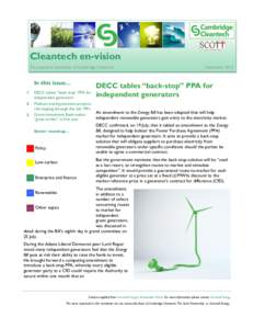 Cleantech en-vision The quarterly newsletter of Cambridge Cleantech In this issue…  September 2013