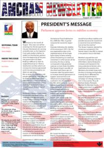 AMCHAM NEWSLETTER  August 2013 edition PRESIDENT’S MESSAGE Parliament approves levies to stabilize economy