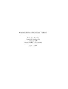 Riemann surfaces / Riemann mapping theorem / Harmonic function / Riemann sphere / Uniformization theorem / Dirichlet problem / Analytic continuation / Integral / Line integral / Mathematical analysis / Mathematics / Geometry