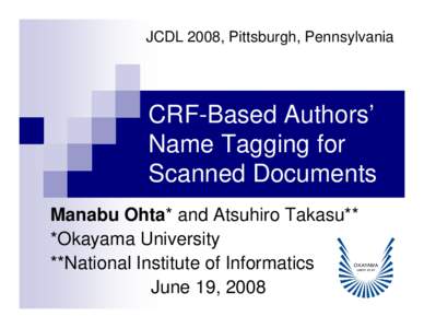 CRF-Based Authors’ Name Tagging for Scanned Documents