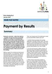 Policy Briefing No.5 January 2015 ISSUES THAT MATTER  Payment by Results