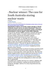 Energy / Nuclear physics / Radioactive waste / Nuclear technology / Energy conversion / Radioactivity / Nuclear energy in Australia / Nuclear power / Nuclear Fuel Cycle Royal Commission / High-level waste / Low-level waste / Nuclear reactor