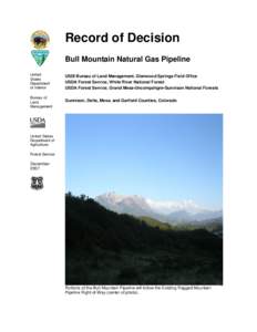 Record of Decision Bull Mountain Natural Gas Pipeline United States Department of Interior