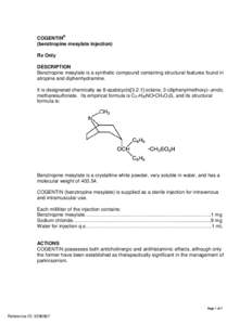 Cogentin (benztropine mesylate) injection label