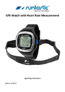 GPS Watch with Heart Rate Measurement  Operating instructions Edition  Table of Contents