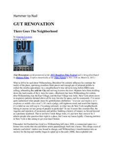 Hammer to Nail   GUT RENOVATION There Goes The Neighborhood by Susanna Locascio March 4, 2013