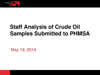 Staff Analysis of Crude Oil Samples Submitted to PHMSA May 19, 2014 1