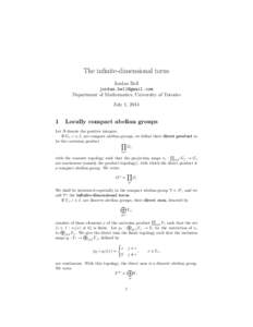 The infinite-dimensional torus Jordan Bell  Department of Mathematics, University of Toronto July 1, 2014