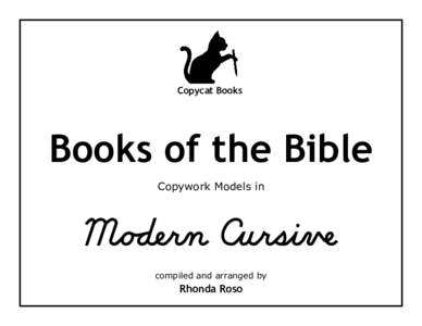 Copycat Books  Books of the Bible Copywork Models in  Moåern CursiÌí