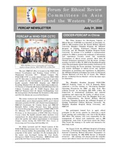 Forum for Ethical Review Committees in Asia and the Western Pacific FERCAP NEWSLETTER FERCAP at WHO-TDR CCTC