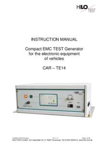 INSTRUCTION MANUAL Compact EMC TEST Generator for the electronic equipment of vehicles CAR – TE14