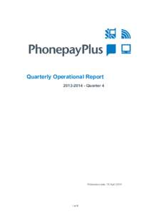 Quarterly Operational ReportQuarter 4 Publication date: 15 Aprilof 37