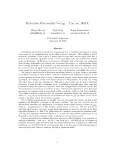 Byzantine Preferential Voting – Abstract HALG Darya Melnyk Yuyi Wang  Roger Wattenhofer