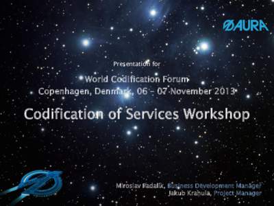 Presentation for  World Codification Forum Copenhagen, Denmark, 06 – 07 November[removed]Codification of Services Workshop